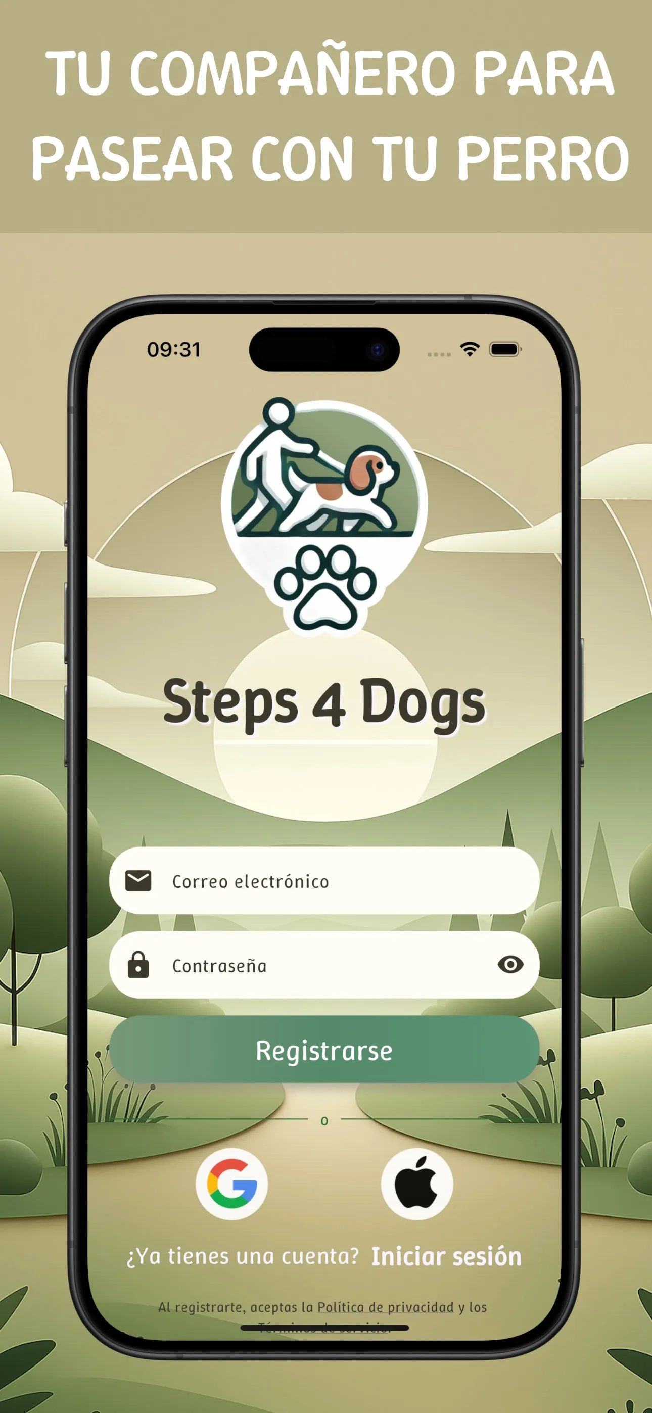 App Steps4Dogs - vista de función, pantalla 1