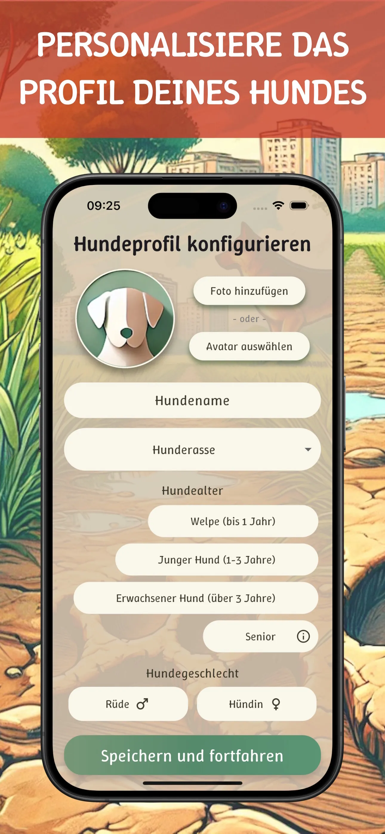 Steps4Dogs App - Funktionsansicht, Screen 2