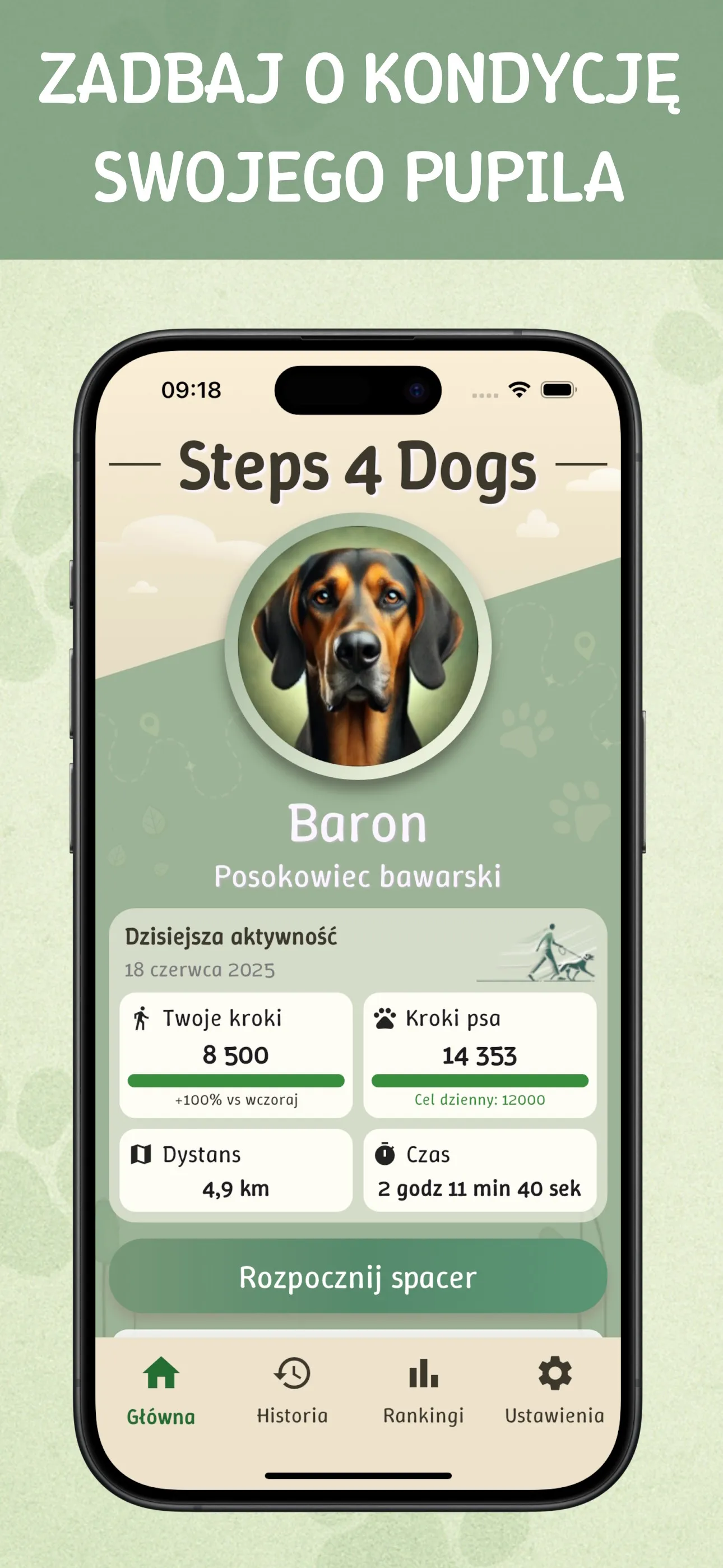 Aplikacja Steps4Dogs - widok funkcji, ekran 3