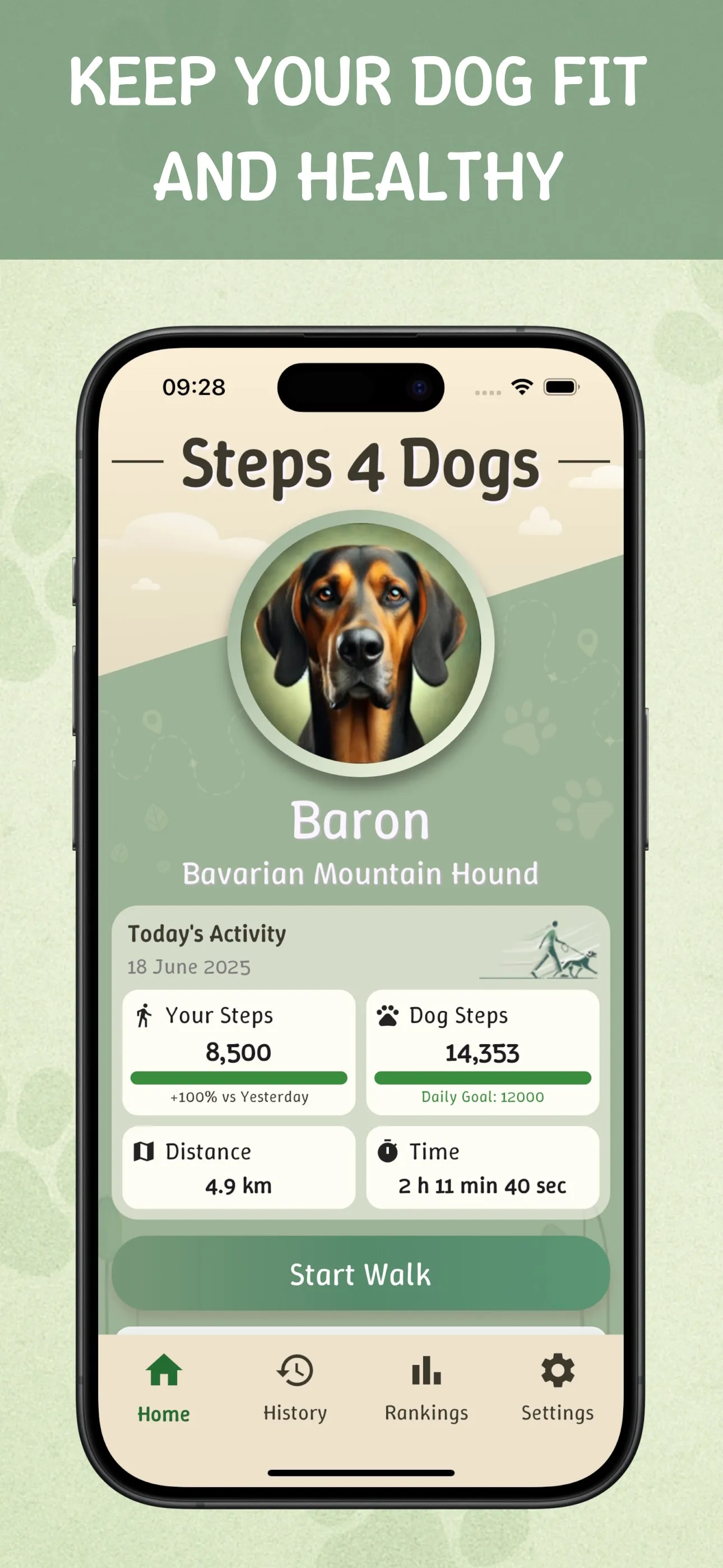 Steps4Dogs App - feature view, screen 3