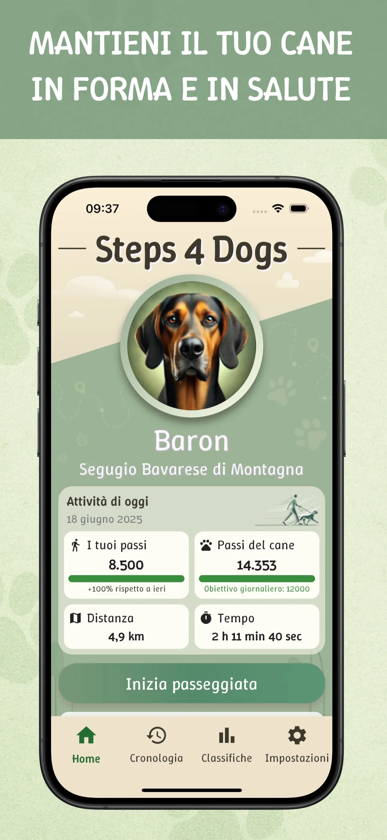 App Steps4Dogs - vista funzionalità, schermo 3