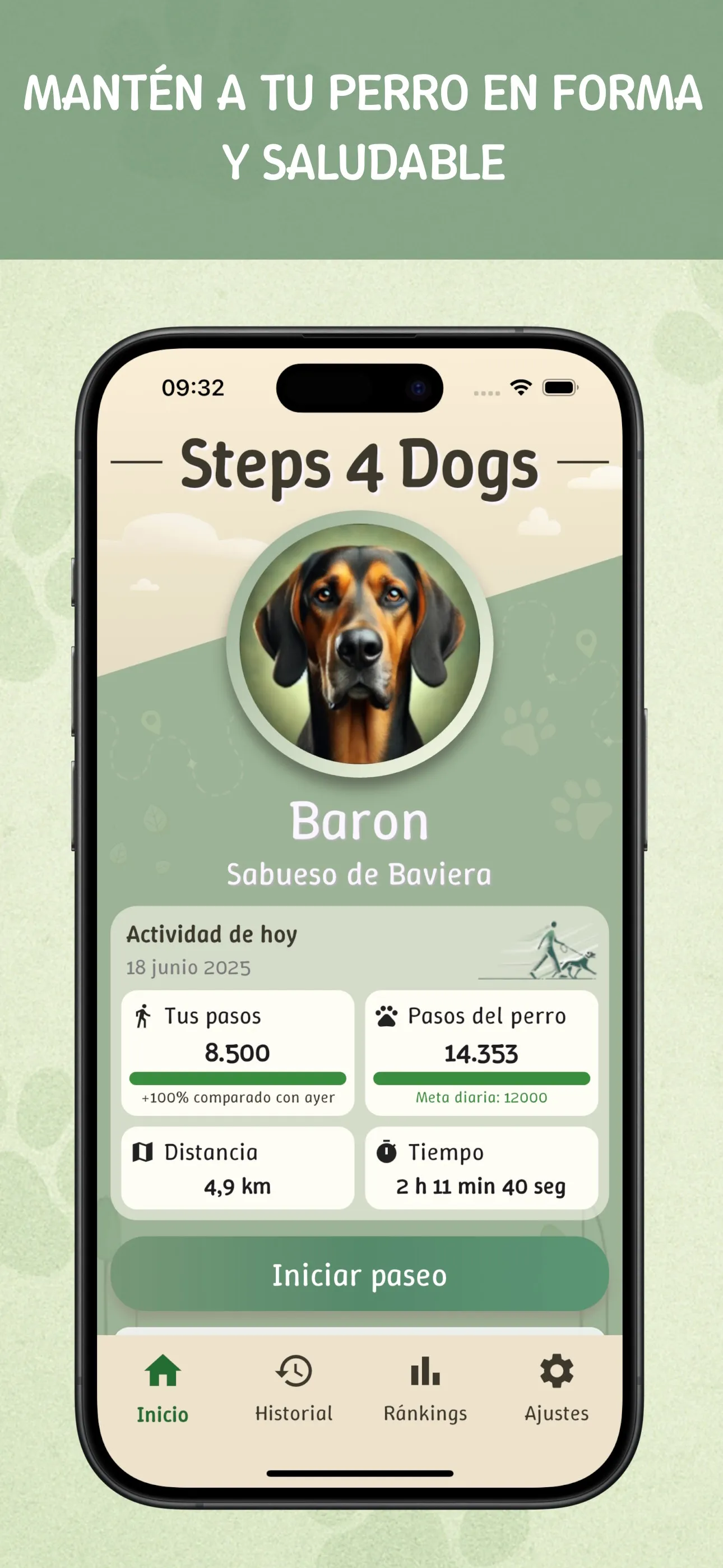 App Steps4Dogs - vista de función, pantalla 3