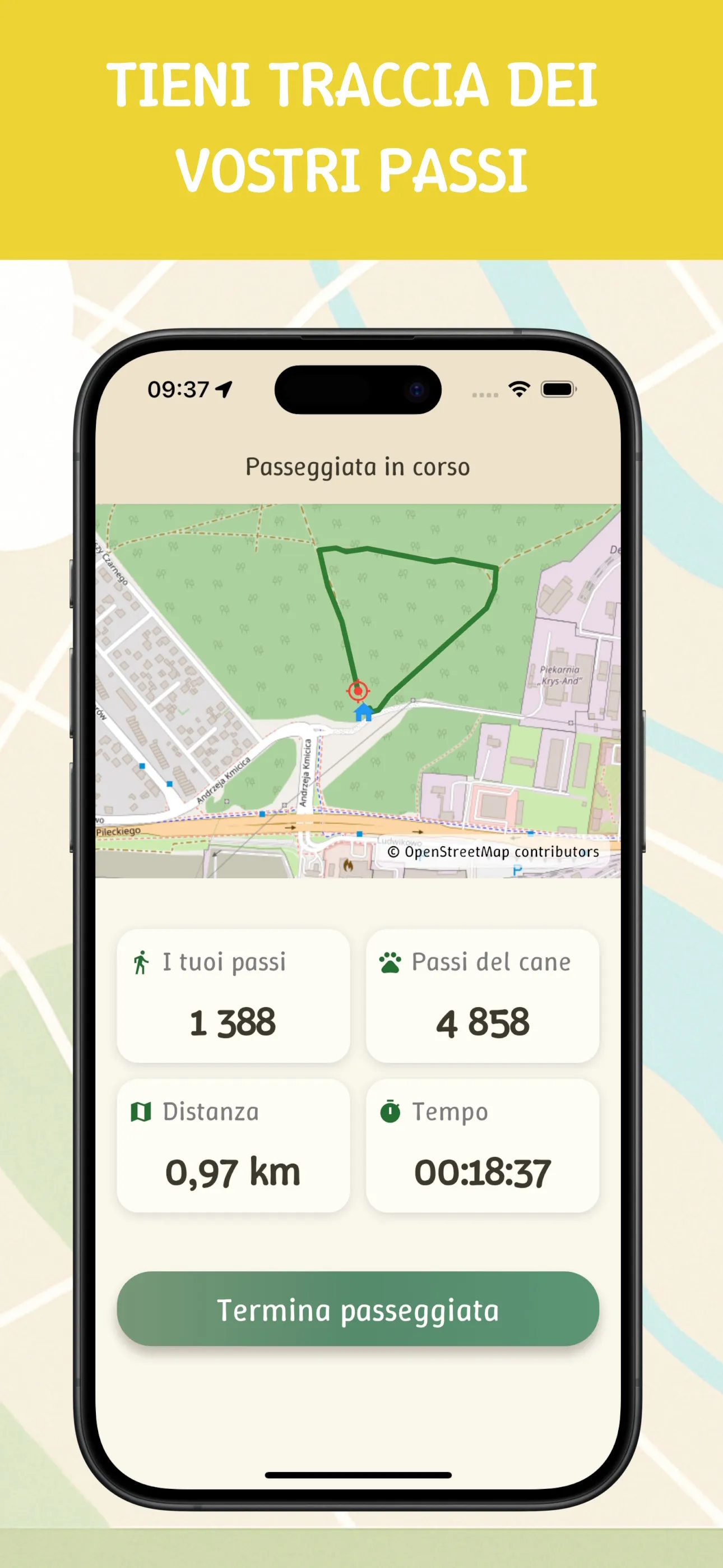 App Steps4Dogs - vista funzionalità, schermo 4