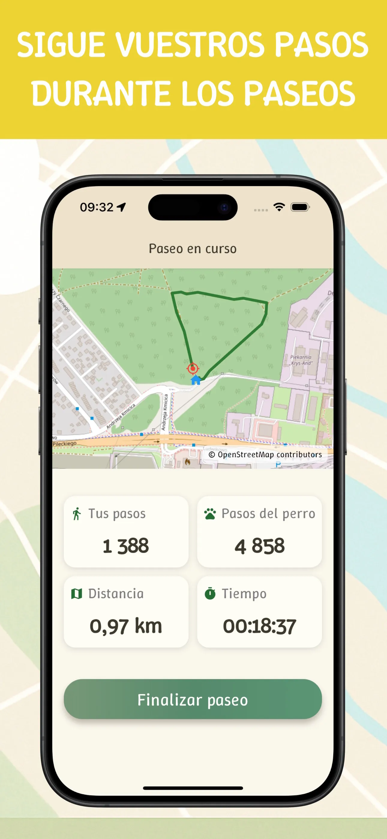 App Steps4Dogs - vista de función, pantalla 4