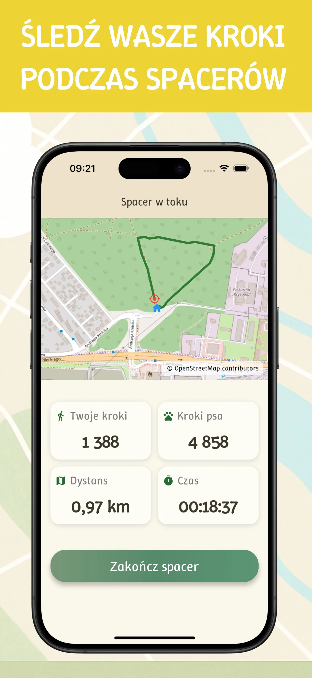 Aplikacja Steps4Dogs - widok funkcji, ekran 4