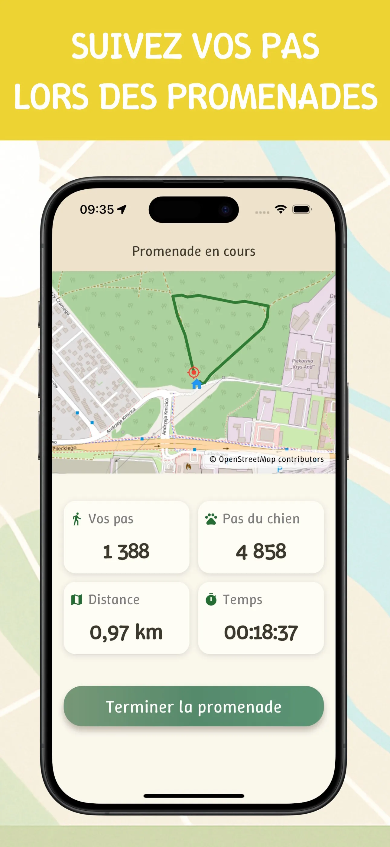 Appli Steps4Dogs - vue fonctionnalité, écran 4