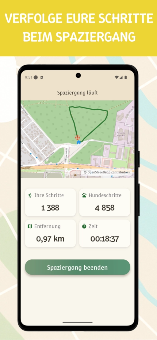 Steps4Dogs App – verfolge eure Schritte während der Spaziergänge