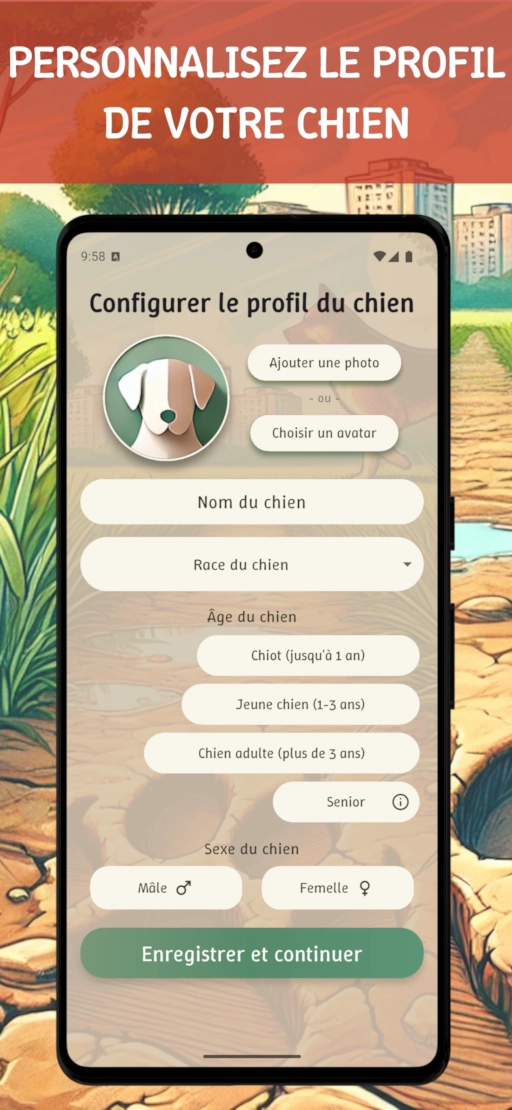 Steps4Dogs – personnalisation du profil du chien